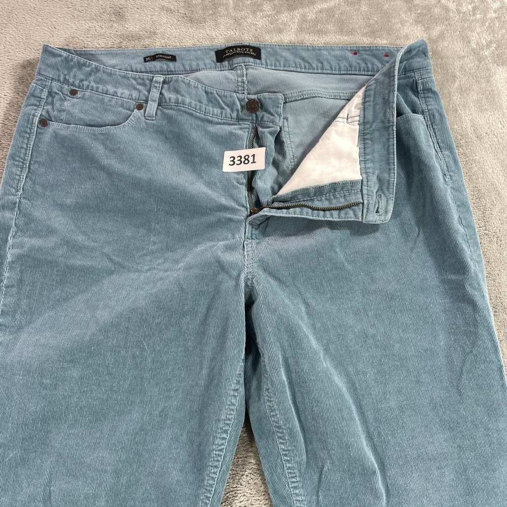 Talbots Corduroy Pants Womens 16 Blue Flawless Five Pocket Straight Leg Trousers